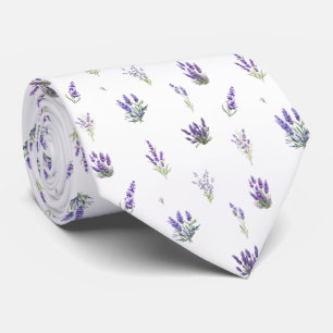 Cravate Fleurs et Feuilles de lavande aquarelle