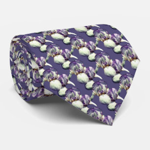 Cravate Fleurs Iris Violet Motif de la nature