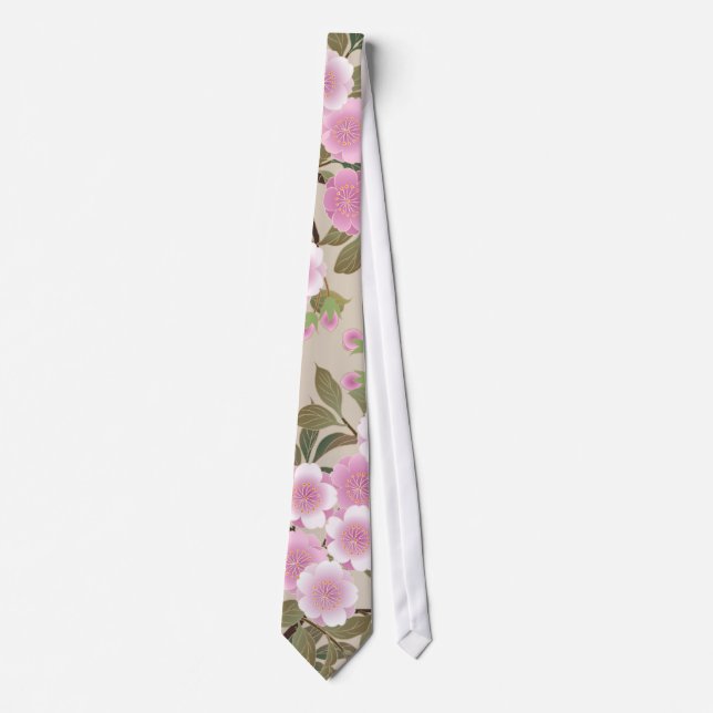 Cravate Fleurs japonaises de cerises (Devant)