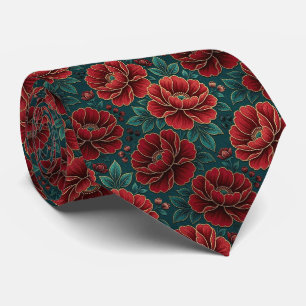 Cravate Fleurs Jeweltone avec Accents Dorés