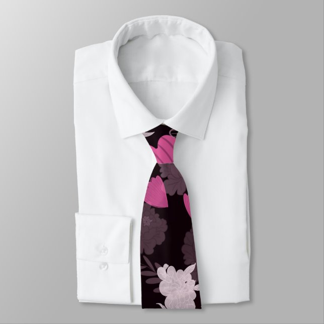 Cravate fleurs noir (Attaché)