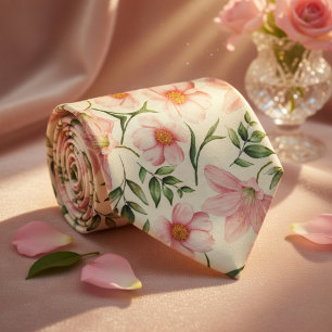 Cravate Fleurs Pastel Couleurs Douces