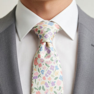 Cravate Fleurs pastel dans un motif fantaisiste