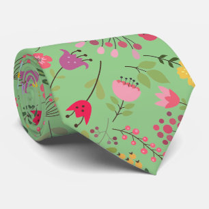 Cravate Fleurs printanières florales sur fond de jardin gr