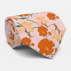 Cravate fleurs rose et orange