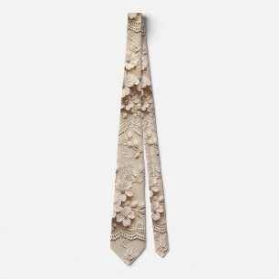 Cravate Fleurs roses aspect dentelle