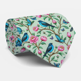 Cravate Fleurs roses en fleurs Chanteurs Feuilles vertes M