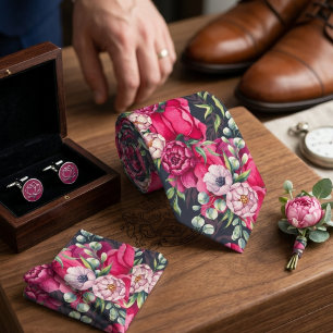 Cravate Fleurs roses rouges