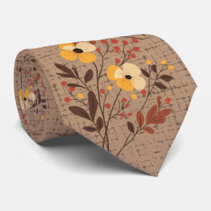 Cravate Fleurs Sauvages Bohème d'Automne Col Mariage