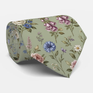 Cravate Fleurs sauvages en soie fausse   Jardin anglais Ge