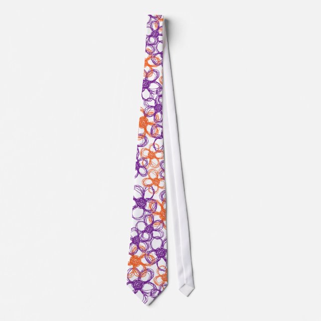 Cravate Fleurs sauvages orange et violet (Devant)