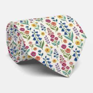 Cravate Fleurs sauvages vintage | Dessin de broderie fauss