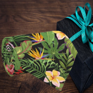 Cravate Fleurs tropicales verdure Aloha Hawaï Hawaïen
