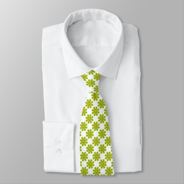Cravate Fleurs vert printemps pour toutes les occasions (Attaché)