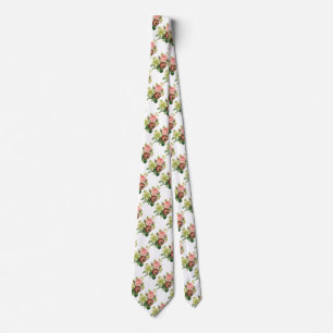 Cravate Fleurs Vintage, Anémones Roses Clematis par Redout