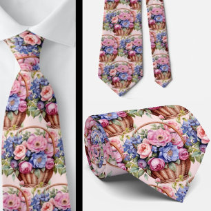 Cravate Fleurs violettes violettes violettes violettes ros