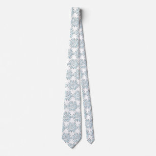 Cravate Flocons de neige de Noël bleus, motif de blizzard 