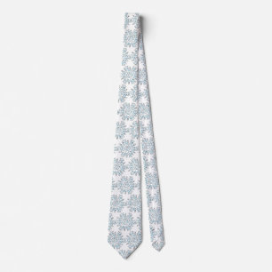 Cravate Flocons de neige de Noël bleus, motif de tempête d