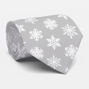 Cravate Flocons de neige Ikat - Gris argenté et blanc