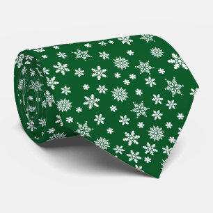 Cravate Flocons de neige sur un Noël vert