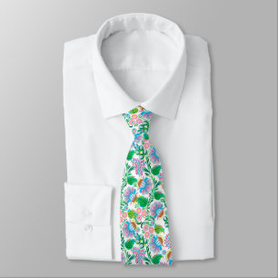 Cravate Floral blanc rose pourpre bleu de fleur légère d