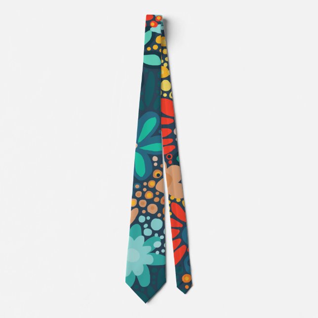 Cravate Floral bleu foncé moderne (Devant)