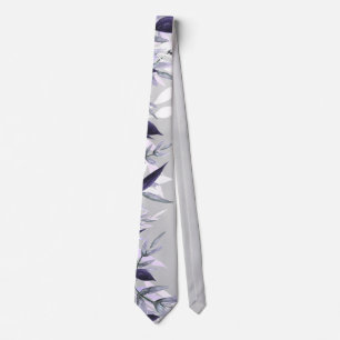 Cravate floral botanique lilas poussiéreux de
