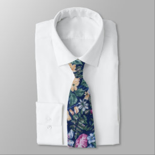 Cravate floral de la marine