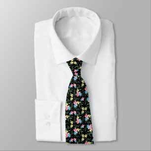 Cravate Floral noir