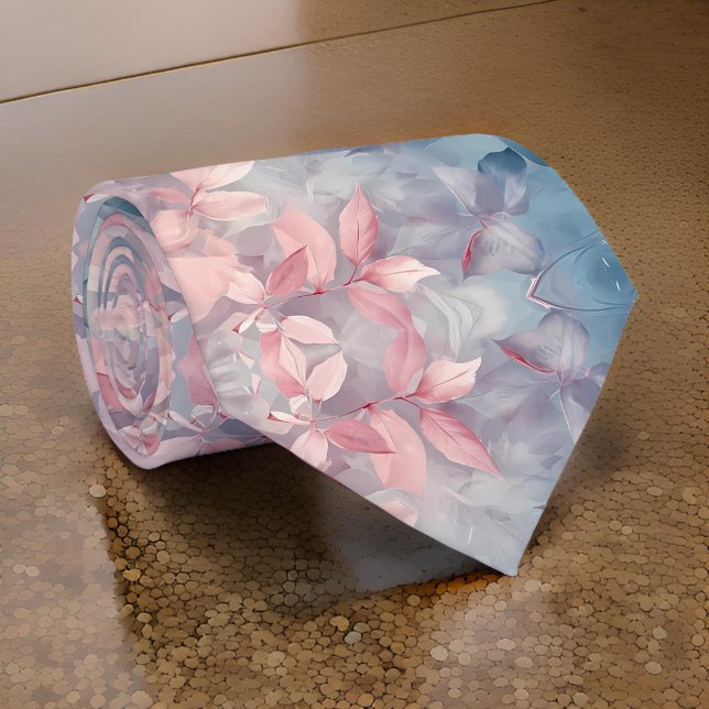 Cravate Floral Turquoise rose gris élégant (Créateur téléchargé)