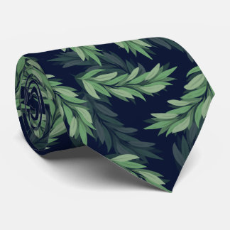 Cravate Floral Vert Feuille Motif Necktie