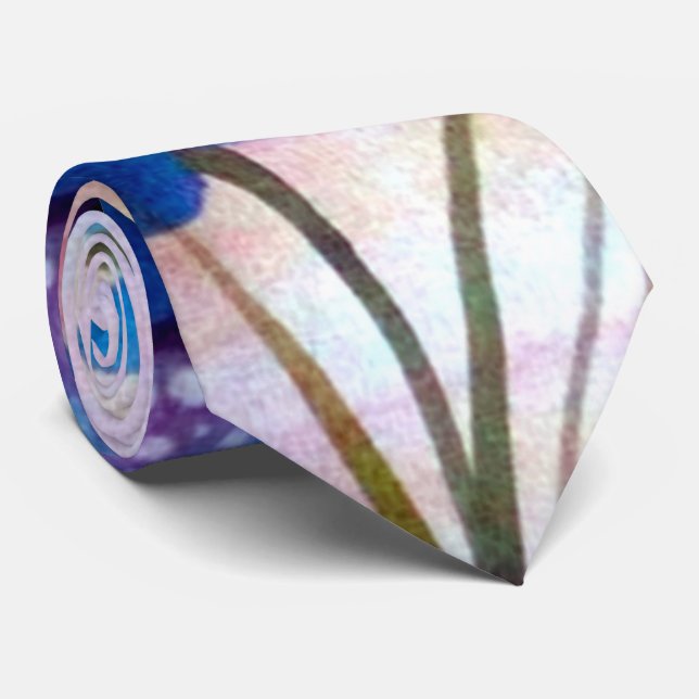 Cravate florale bleue masculine (Roulé)