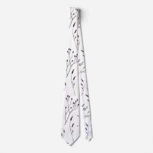 Cravate Flore blanche et noire Fowers Botanique naturelle
