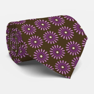 Cravate Flore géométrique Stellaire Brown & Violet à deux 