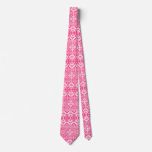 Cravate Foire de Noël rose et blanc Motif Isle