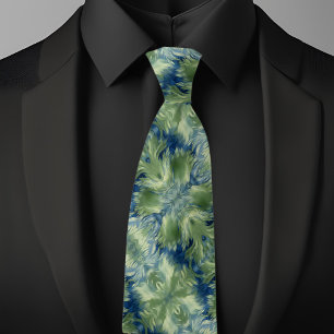 Cravate Foncé Vert sur Denim Motif Diagonal