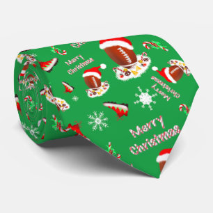 Cravate Football Joyeux Noël avec motif de nourriture snac