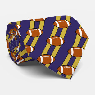 Cravate Football Necktie Bleu Et Or/Jaune Strips