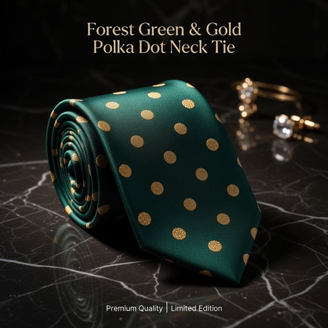 Cravate Forest Green & Gold Polka Dot  (Créateur téléchargé)