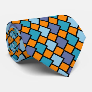 Cravate Forme de diamant géométrique Abstraite Bleu orange