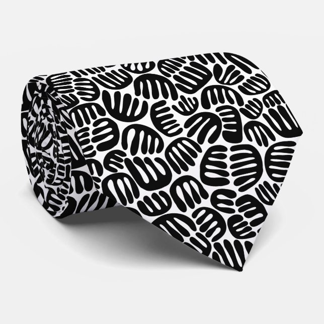 Cravate Formes Abstraites 301122 - Noir sur blanc (Roulé)
