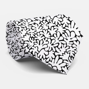 Cravate Formes biologiques Abstrait 240822 - Blanc sur noi