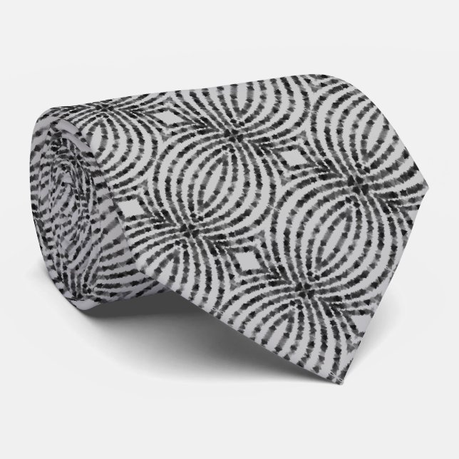Cravate Formes de Triangles Gris Noir Translucides Hypnoti (Roulé)