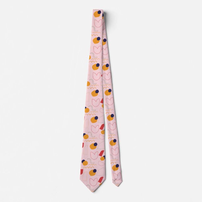 Cravate formes motifs roses (Devant)
