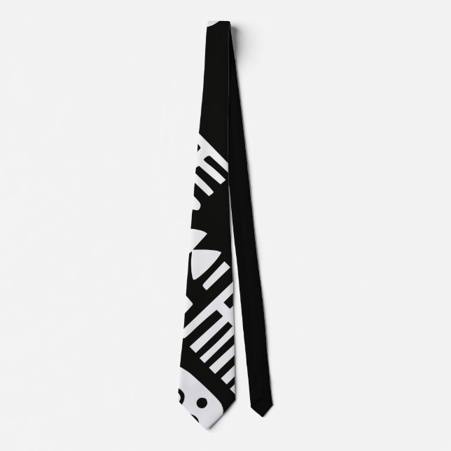 Cravate Formes noires et blanches abstraites audacieuses (Devant)