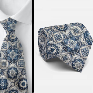 Cravate Foulard en soie fausse à carreaux marocains de lux