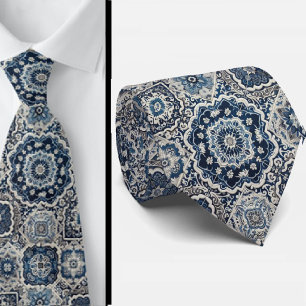 Cravate Foulard en soie fausse à carreaux marocains de lux