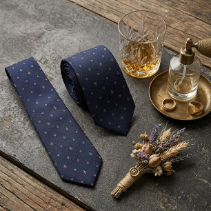 Cravate Foulard Navy Or Lys Fleuris