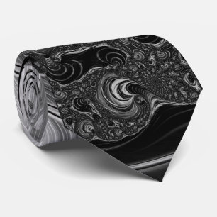 Cravate Fractal Métal Noir Blanc Tourbillon de Nautilus