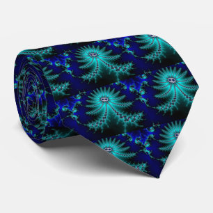 Cravate Fractale bleue et verte de poulpe
